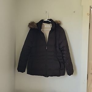 Womens gently used Calvin Klein coat woth removable hood